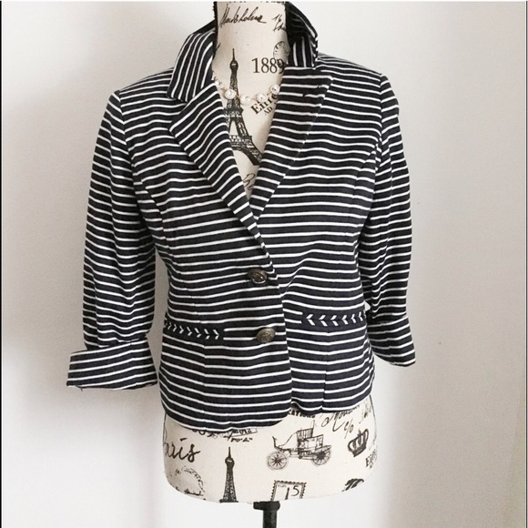 Anthro blazer casual striped navy and white - Picture 2 of 2